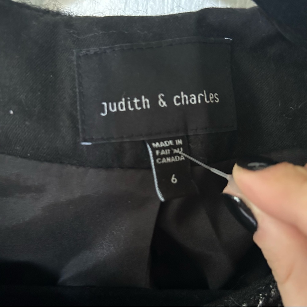 Judith & Charles Motorcycle Jacket, Black and White, Size XS - Picture 5 of 9